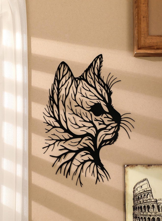 Otoolling Cat Tree Wall Art Silhouette Black Cat Wall Decor Metal Geometric Animal Art for Living Room Above TV Home Decoration, 10.2 x 10 Inch(Classic) - Image 3